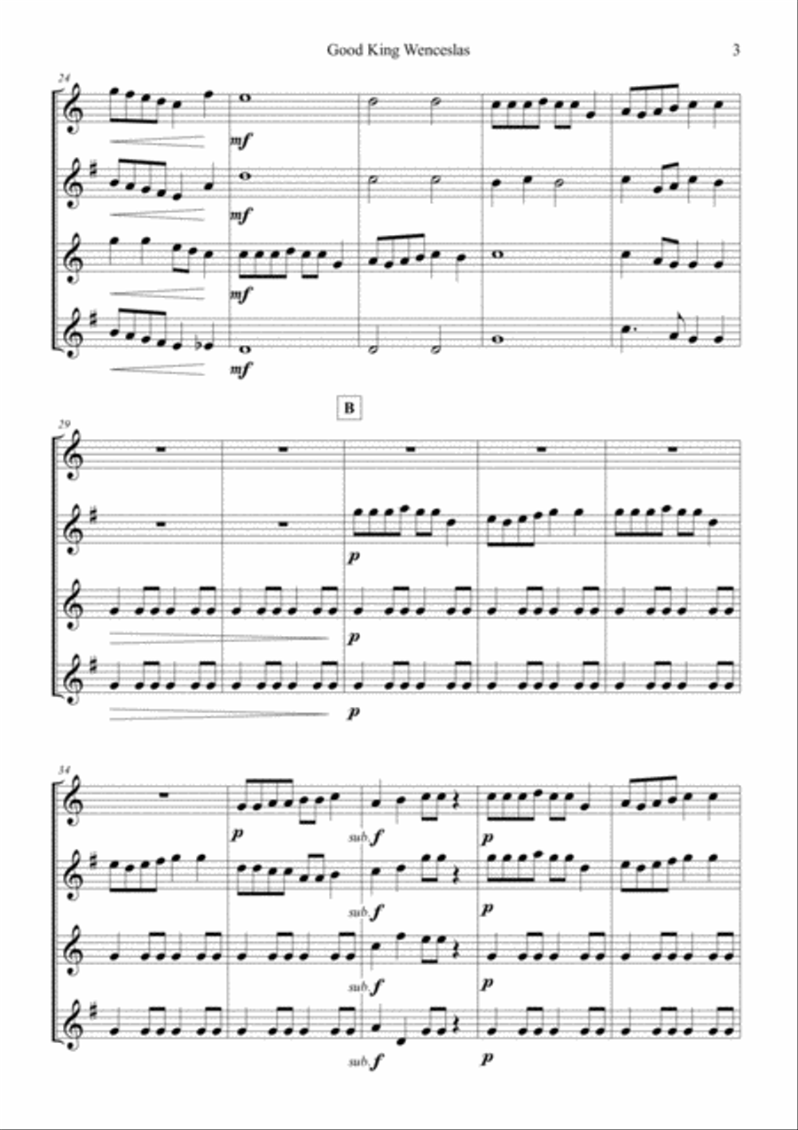 GOOD KING WENCESLAS - for Saxophone Quartet image number null