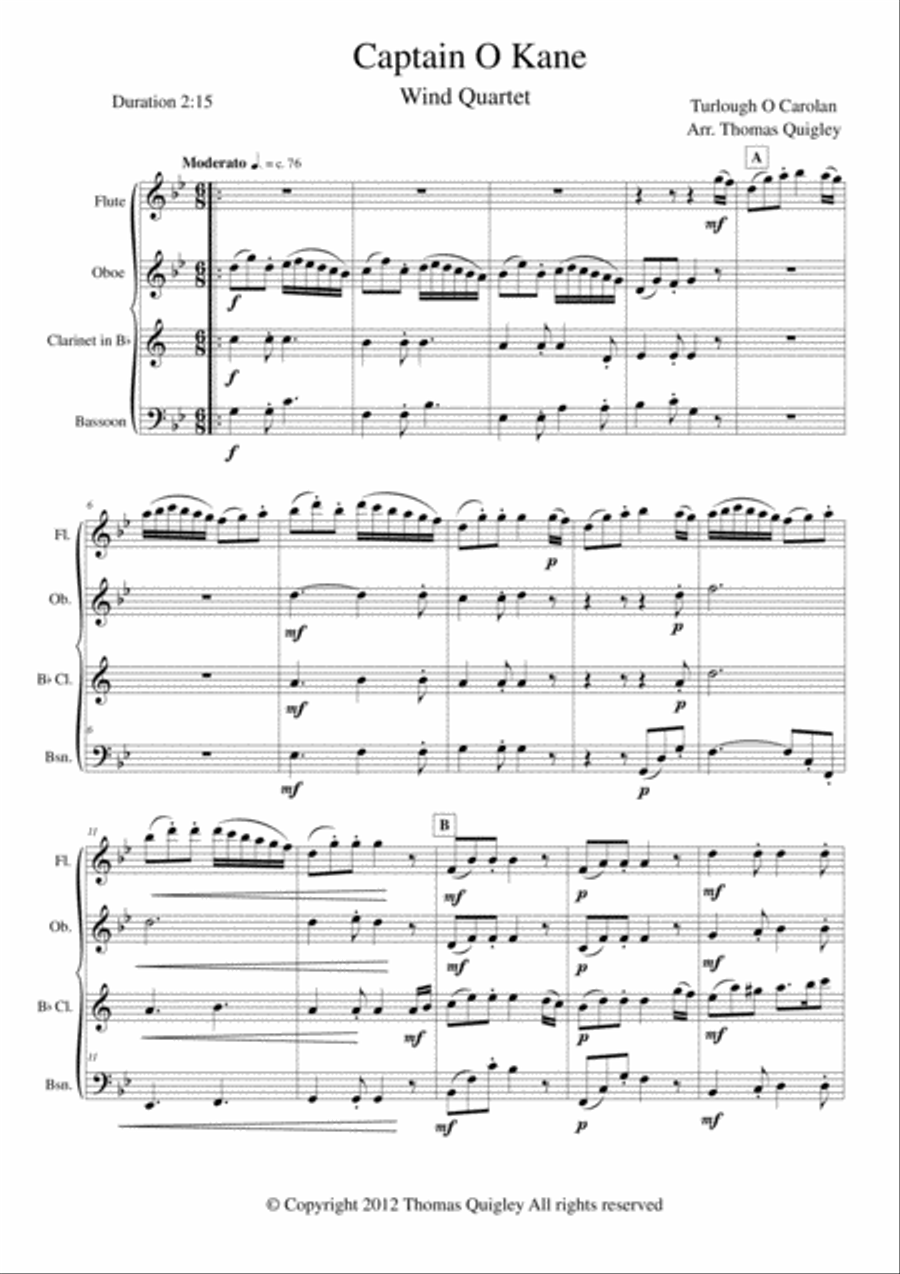 Captain O Kane Captain O Kane Woodwind Quartet scores gallery preview page 2