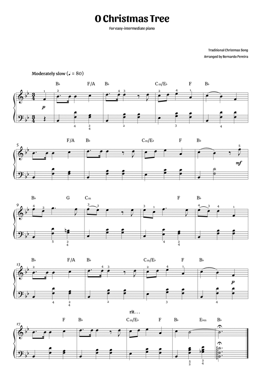 O Christmas Tree (easy-intermediate piano – Bb major) image number null