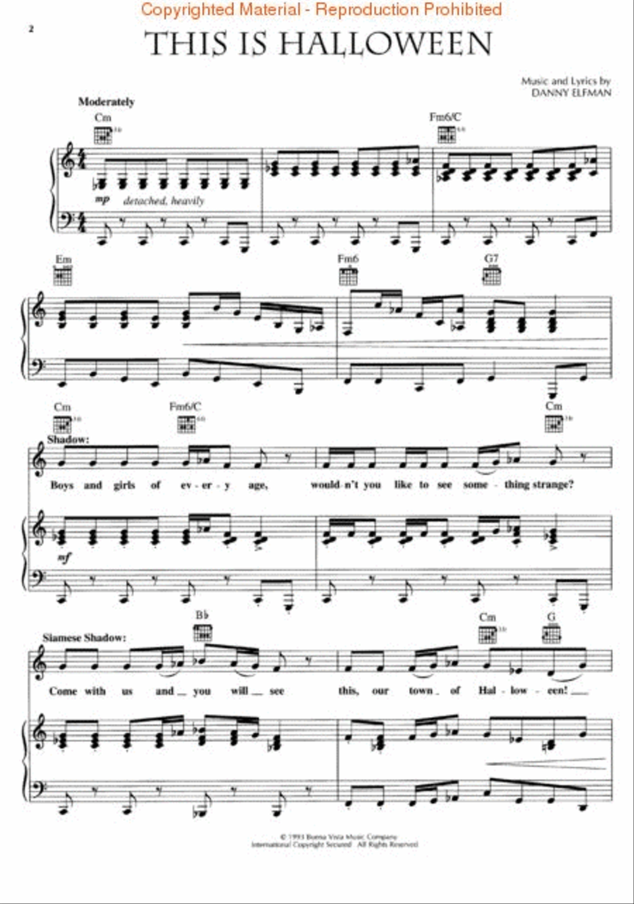 Tim Burton's The Nightmare Before Christmas Piano, Vocal, Guitar scores gallery preview page 3