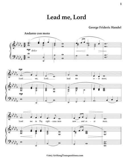 HANDEL: Lead me, Lord (transposed to D-flat major)