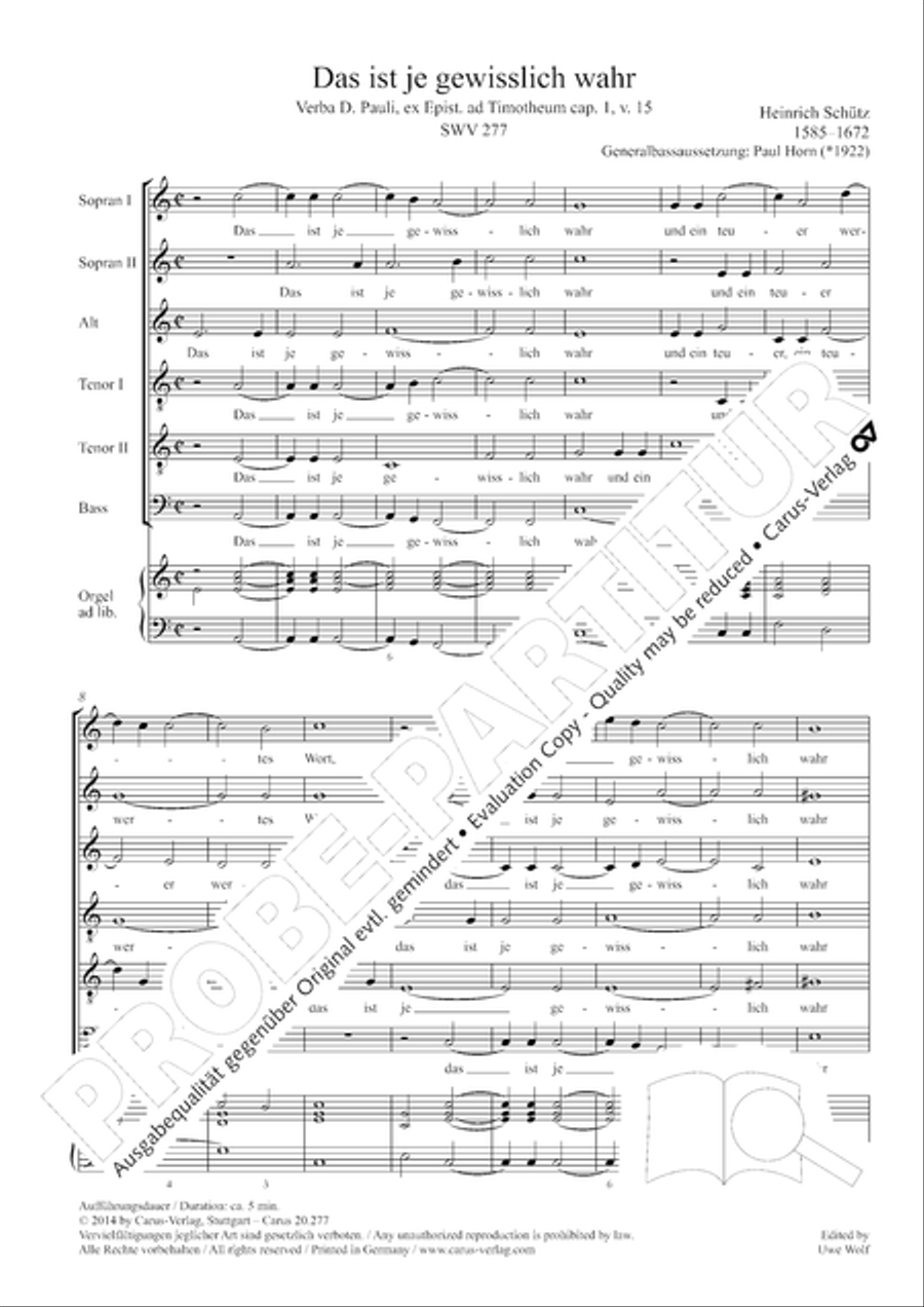 Das ist je gewisslich wahr Choir scores gallery preview page 5