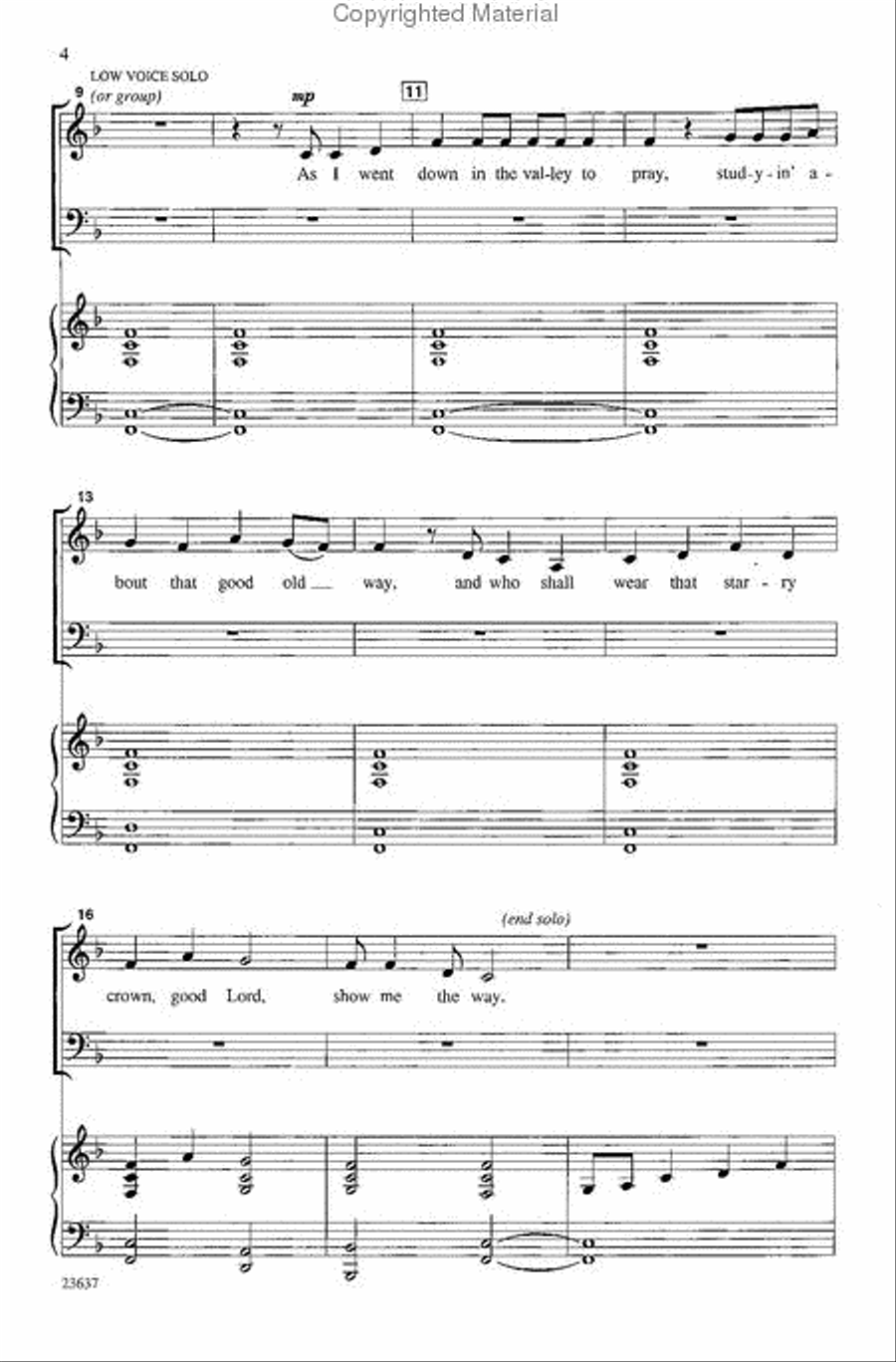 Down in the Valley to Pray 4-Part scores gallery preview page 3