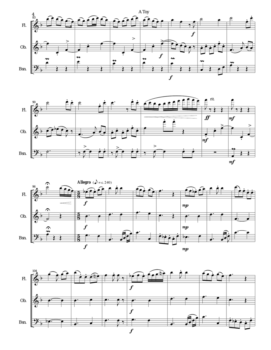 A Toy for wind trio (flute, oboe, bassoon) Woodwind Trio scores gallery preview page 4
