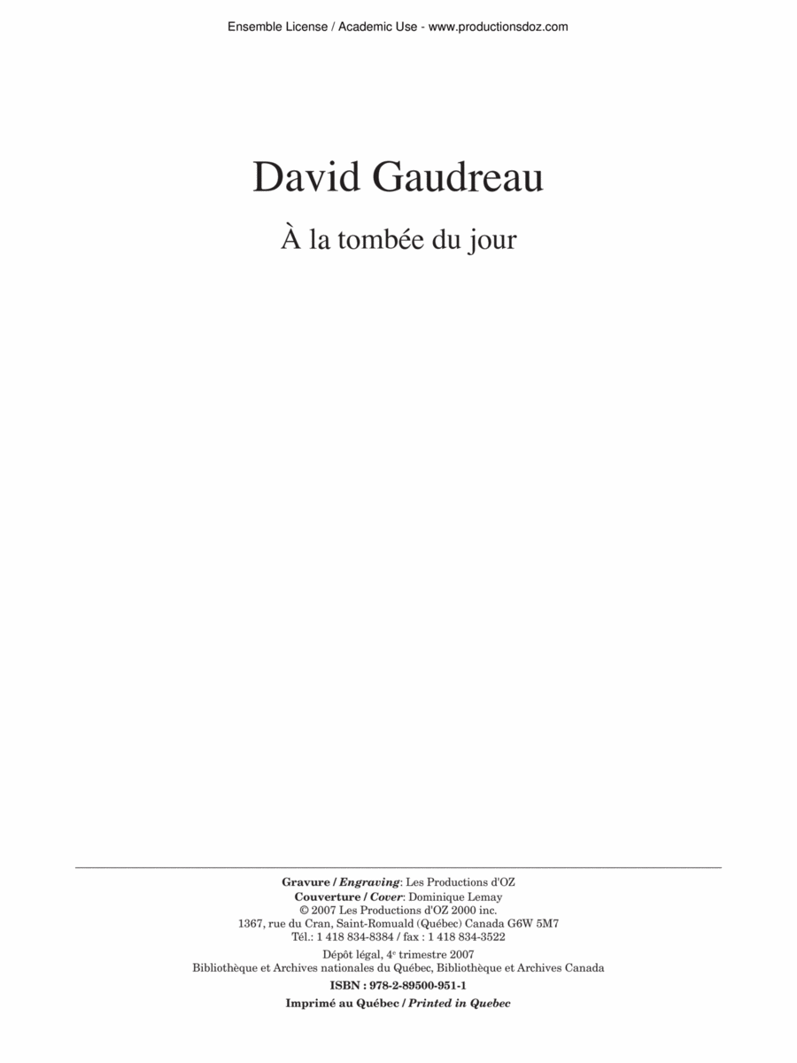 À la tombée du jour Classical Guitar scores gallery preview page 1