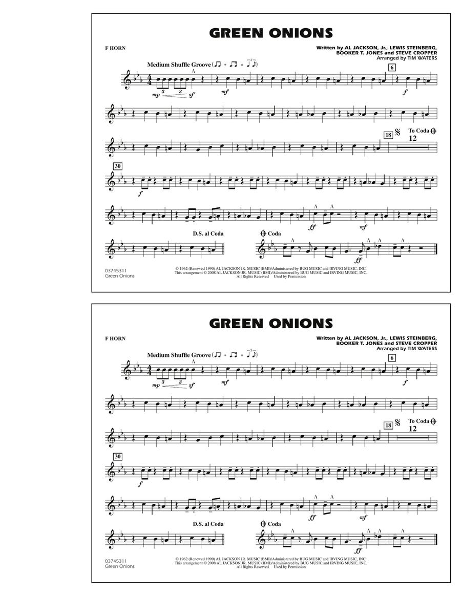 Green Onions - F Horn Marching Band scores gallery preview page 1