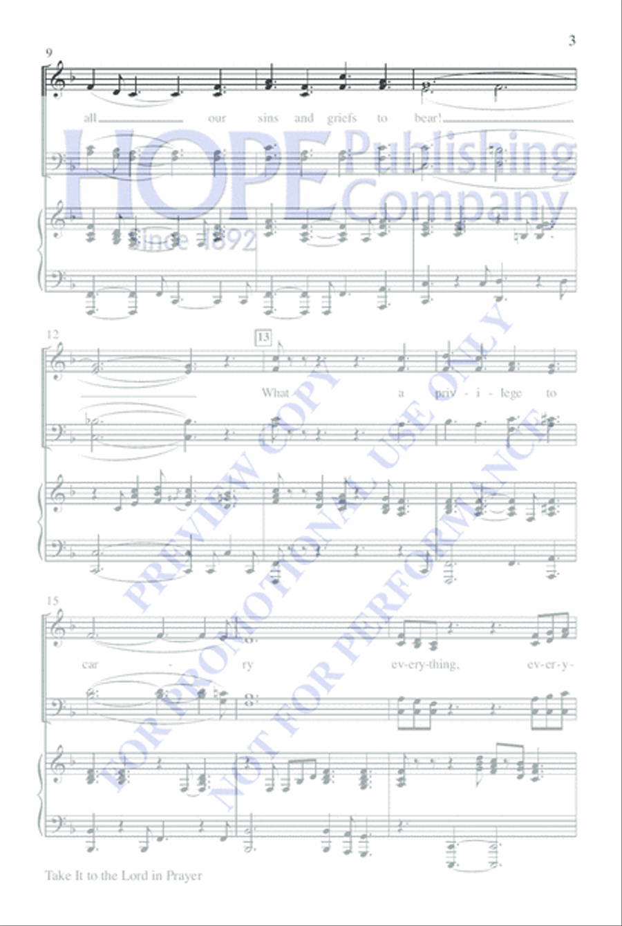 Take It to the Lord In Prayer 4-Part scores gallery preview page 3