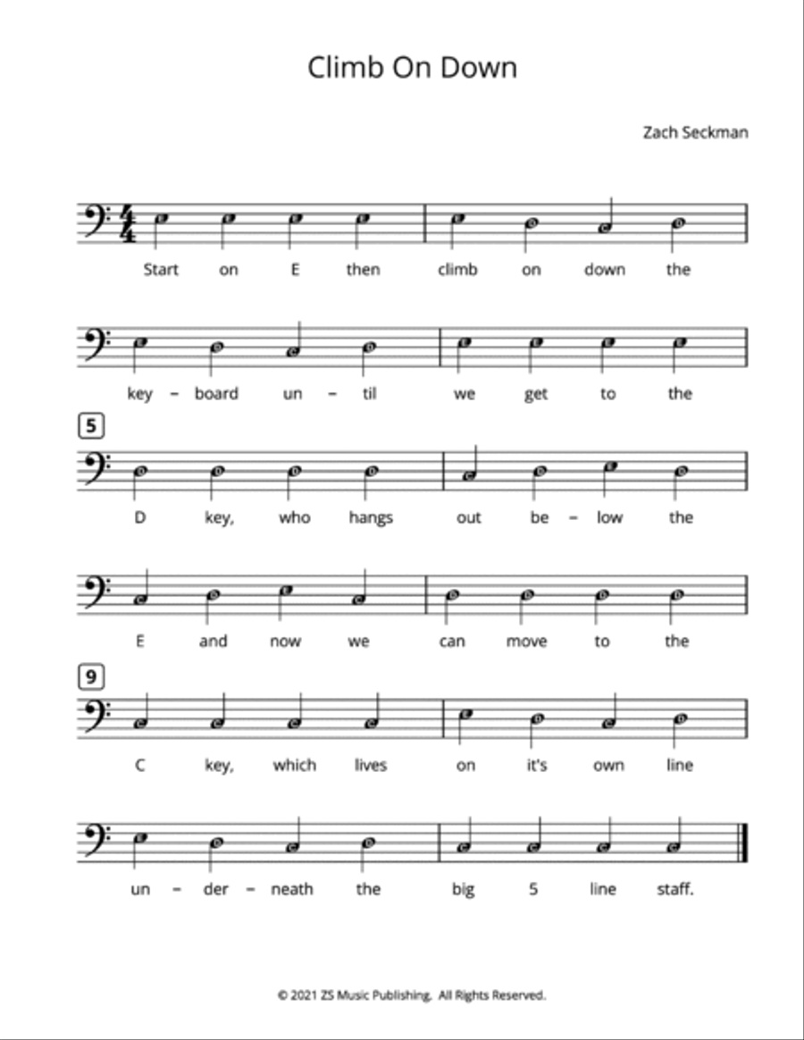 The CDE Songbook - Songs in BASS CLEF Easy Piano scores gallery preview page 5