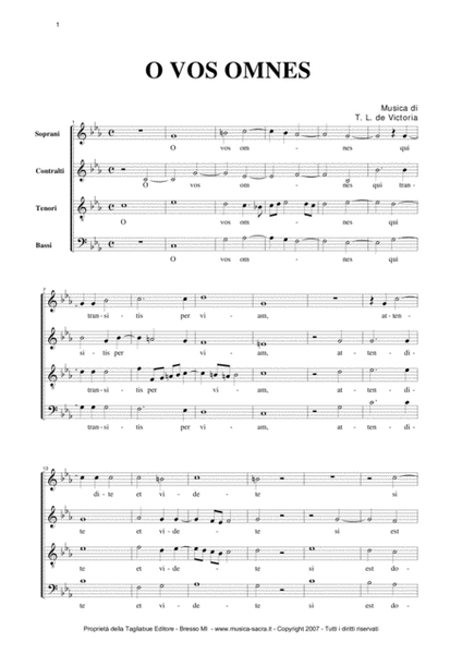 O VOS OMNES - T.L. De Victoria - For SATB Choir image number null