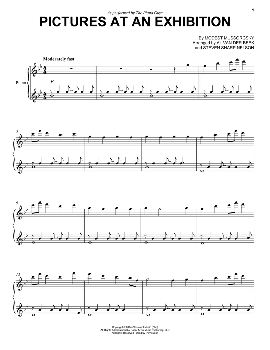 Pictures At An Exhibition Piano Solo scores gallery preview page 1
