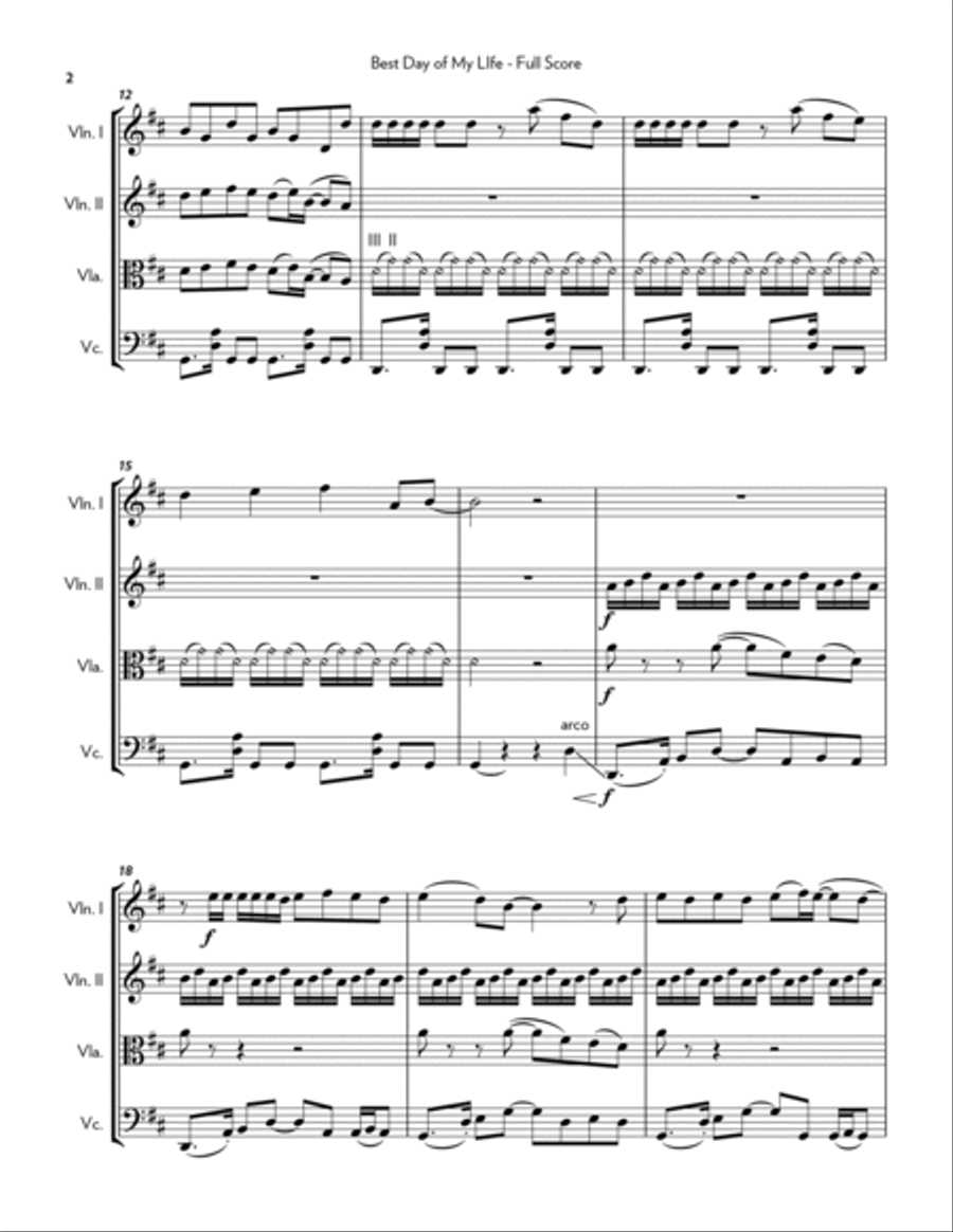 Best Day Of My Life Best Day Of My Life String Quartet scores gallery preview page 2