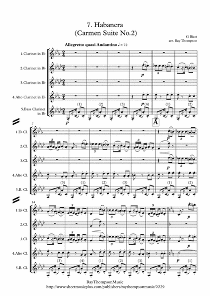 Bizet: Habanera (Carmen Suite No.2) - clarinet quintet image number null