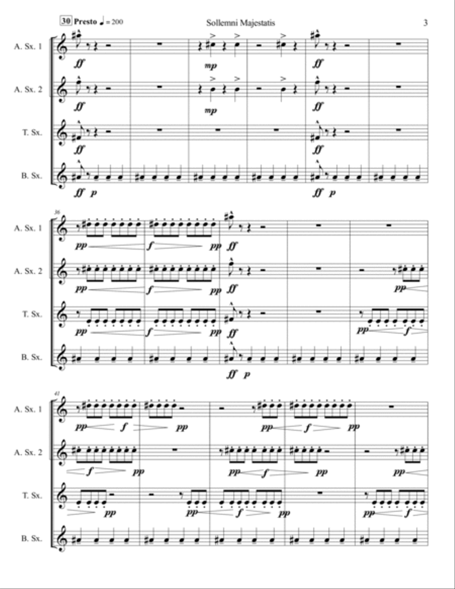 Sollemni Majestatis - Saxophone Quartet no. 1 Saxophone Quartet scores gallery preview page 4