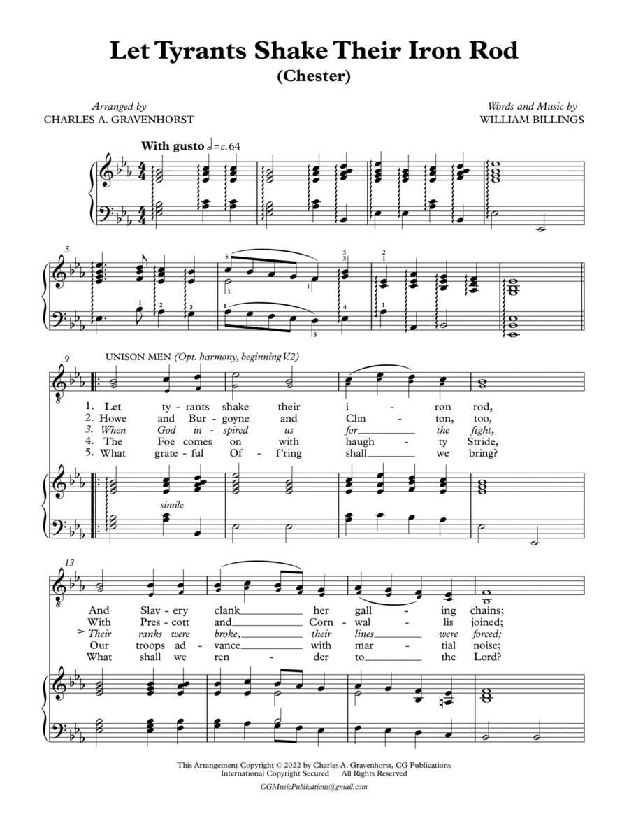Let Tryants Shake Their Iron Rod (Chester) Piano, Vocal, Guitar scores gallery preview page 1