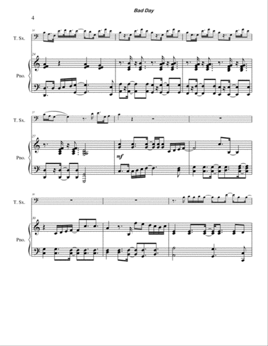 Bad Day Bad Day Tenor Saxophone scores gallery preview page 4