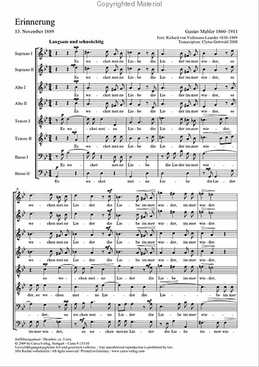Erinnerung Erinnerung SSAATTBB scores gallery preview page 2