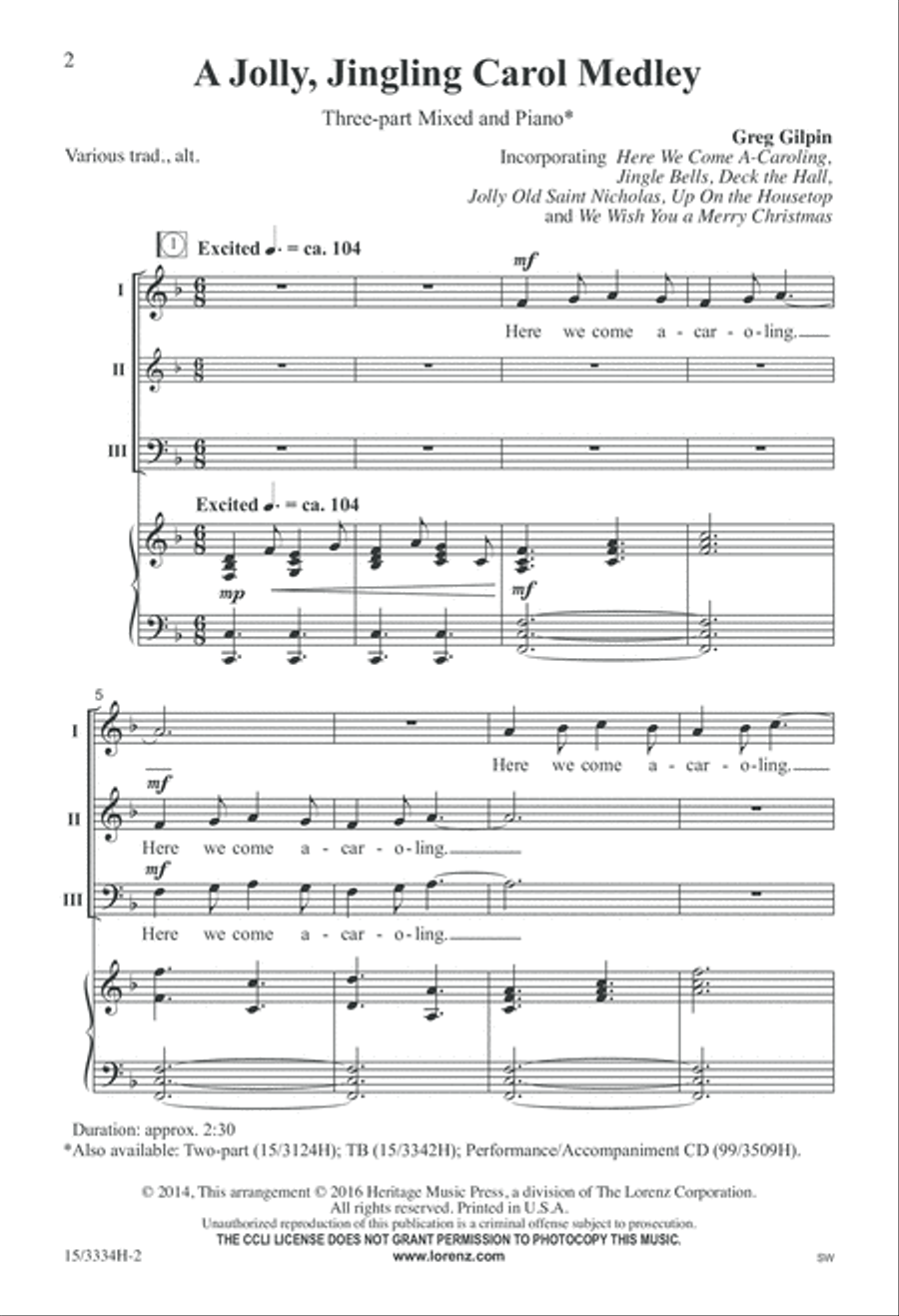 A Jolly, Jingling Carol Medley 3-Part scores gallery preview page 2