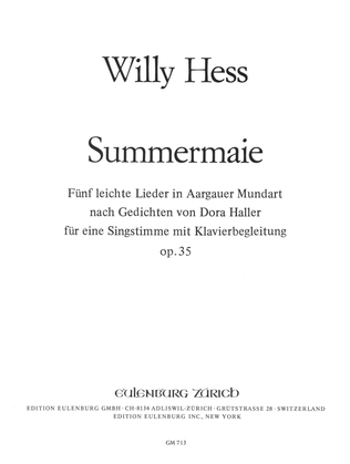 Book cover for Summermaie, Five easy songs in Aargau dialect