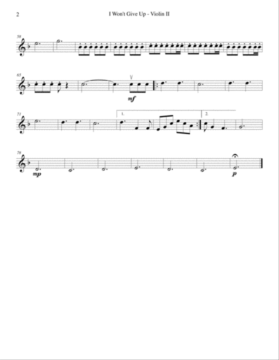 I Won't Give Up String Quartet scores gallery preview page 4