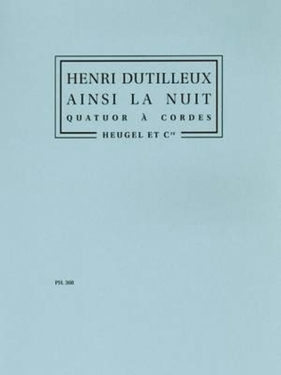 Book cover for Ainsi La Nuit (Quatuor Cordes)