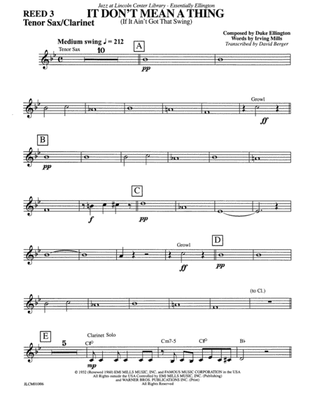 It Don't Mean a Thing If It Ain't Got That Swing: B-flat Tenor Saxophone