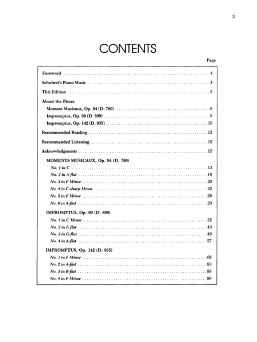 Schubert -- Impromptus, Opp. 90, 142, & Moments Musicaux, Op. 94 Piano Solo scores gallery preview page 2