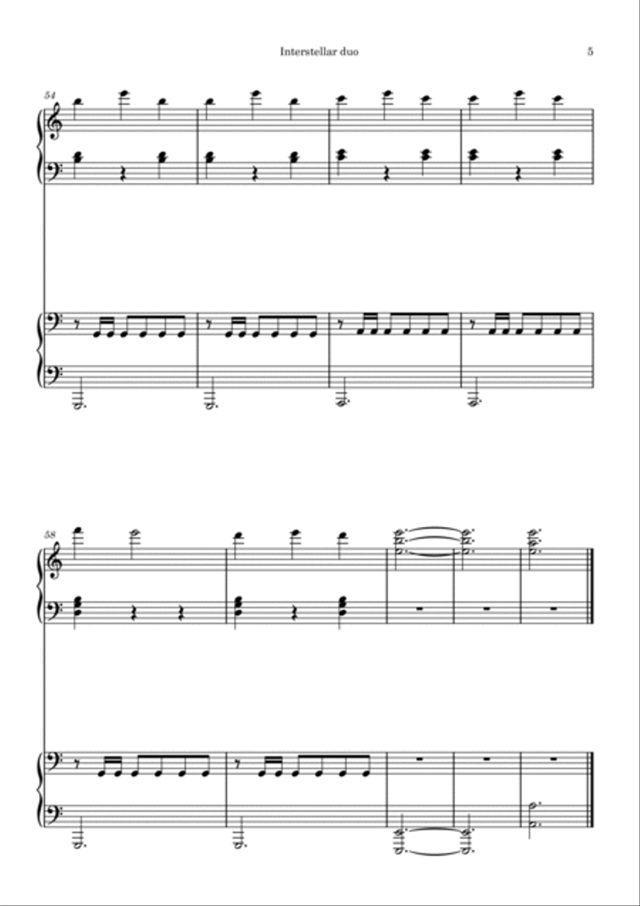 Interstellar Interstellar 1 Piano, 4-Hands scores gallery preview page 5