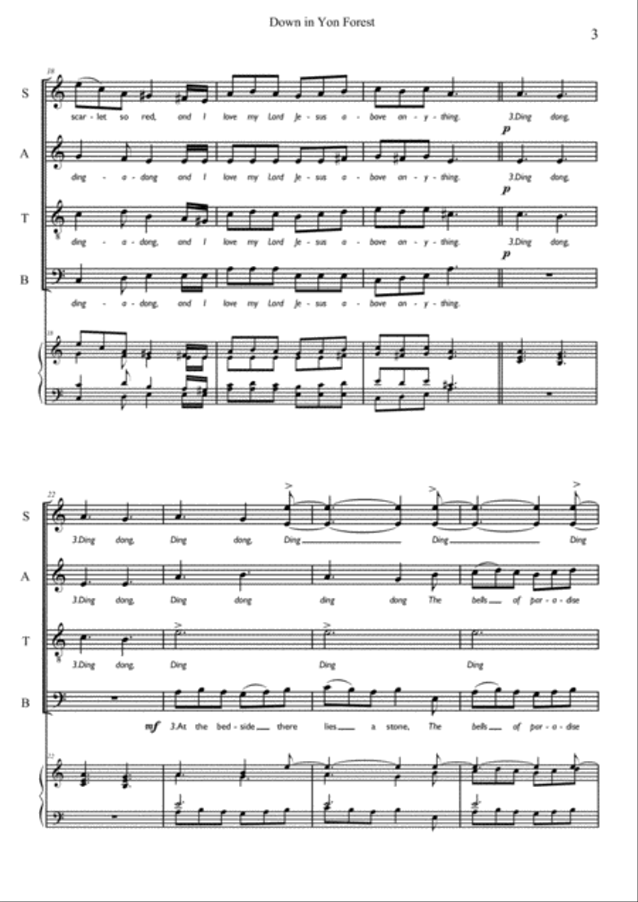 Down in yon forest 4-Part scores gallery preview page 4