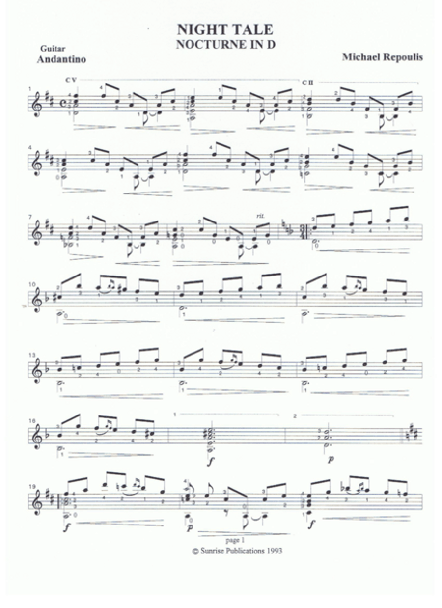 Night Tale - Nocturne Classical Guitar scores gallery preview page 1