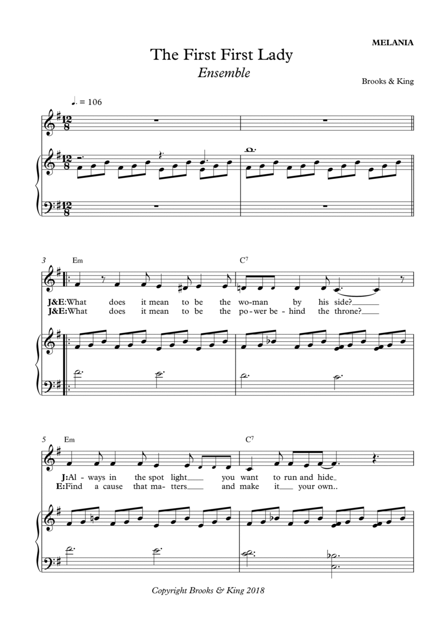 THE FIRST FIRST LADY Voice scores gallery preview page 1