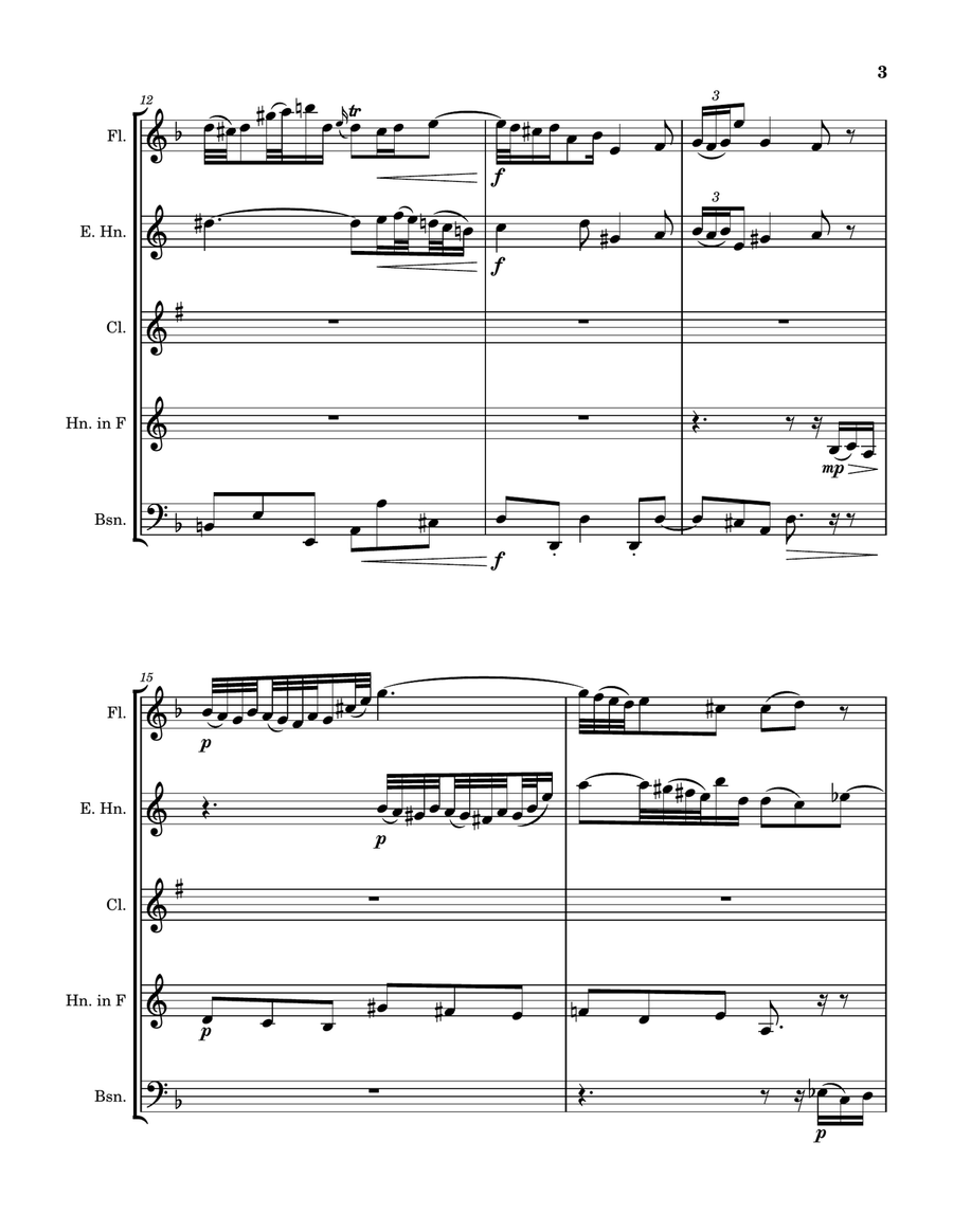 Mozart-Bach Prelude and Fugue IV from K.404a (arranged for woodwind quintet) Woodwind Quintet scores gallery preview page 3