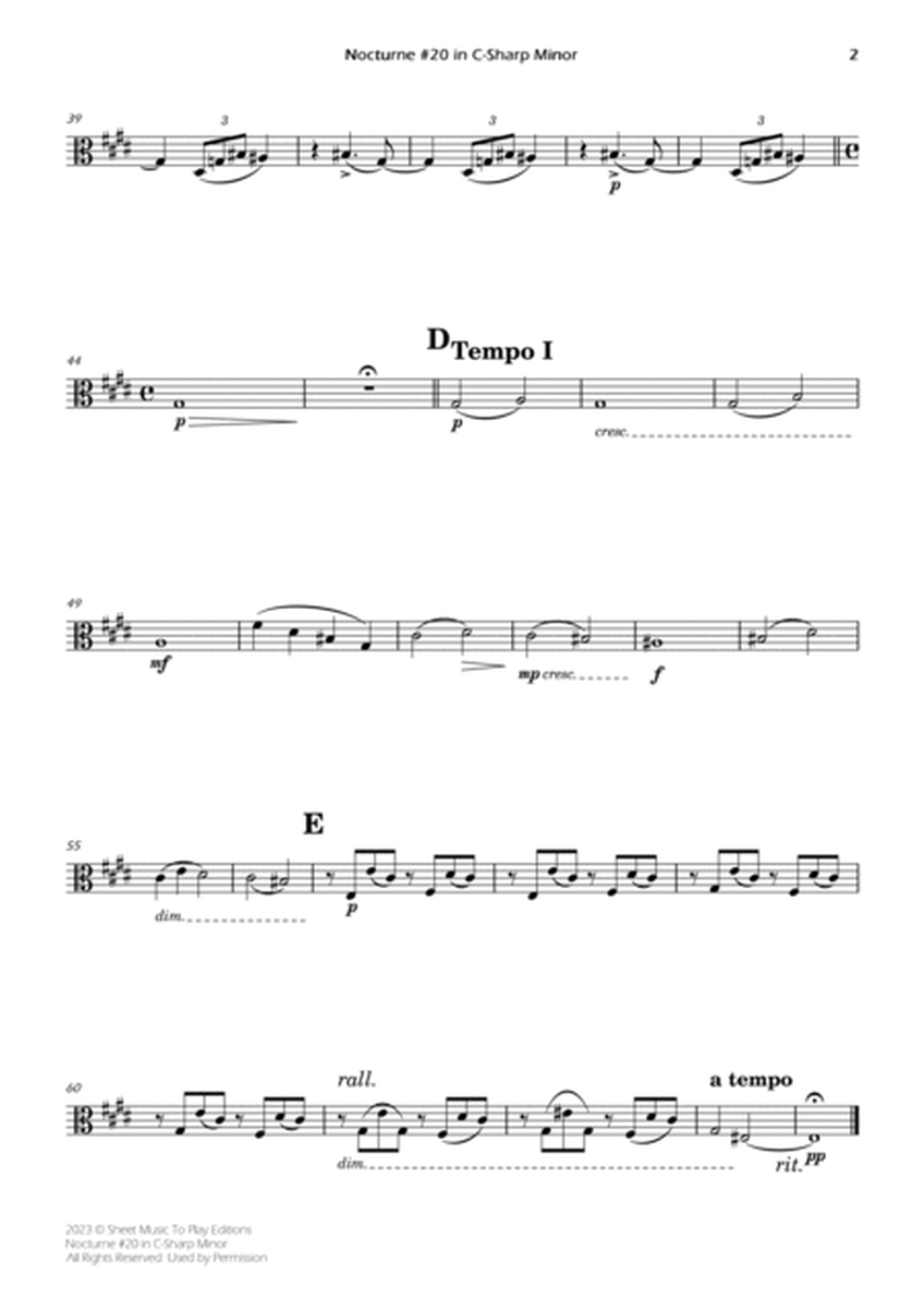 Nocturne No.20 in C Sharp minor - Piano Quartet (Individual Parts) image number null