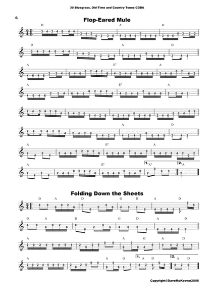 30 Bluegrass and Country Tunes for 4 String Banjo, tab in CGDA image number null