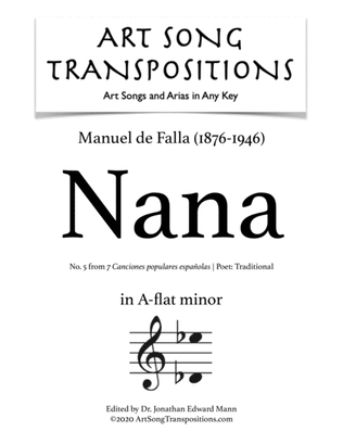 Book cover for DE FALLA: Nana (transposed to A-flat minor)