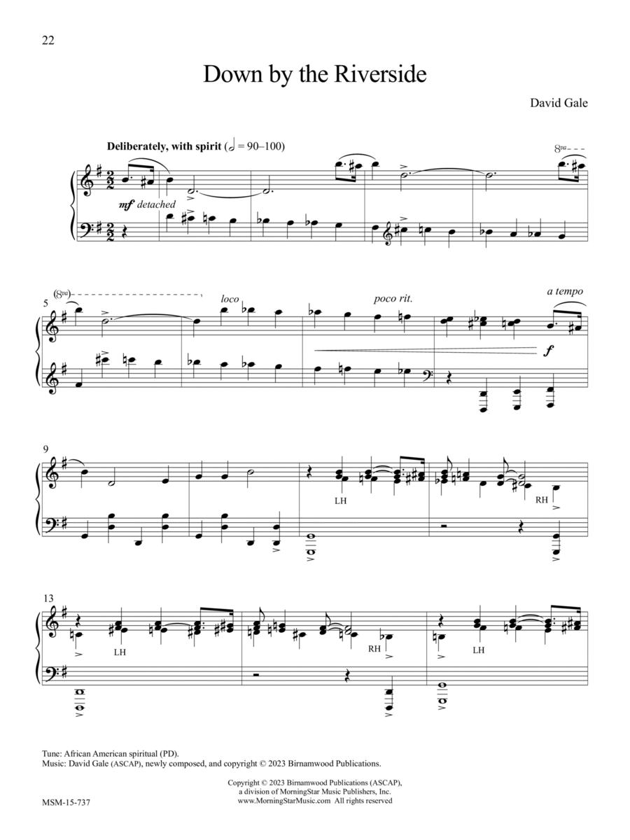 Down by the Riverside Piano Solo scores gallery preview page 1