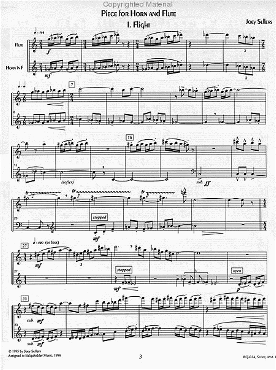 Piece for Horn and Flute Flute scores gallery preview page 2
