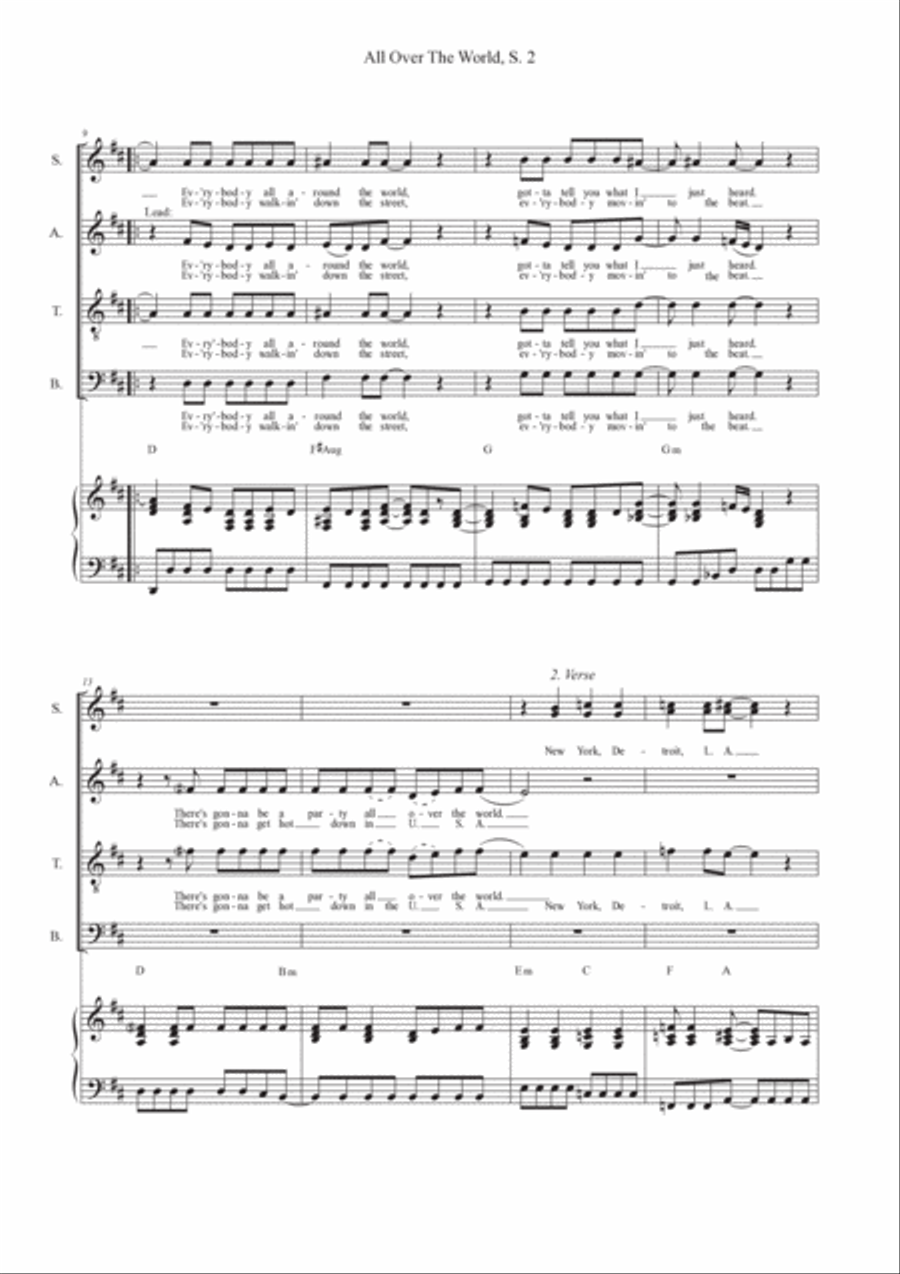 All Over The World 4-Part scores gallery preview page 2