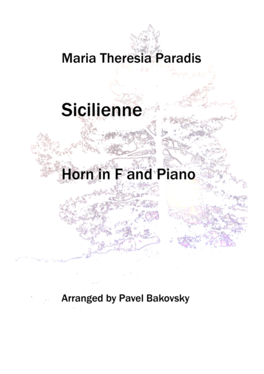 Maria Theresia Paradis: Sicilienne for Horn in F or a solo Instrument in C and piano Piano scores gallery preview page 1