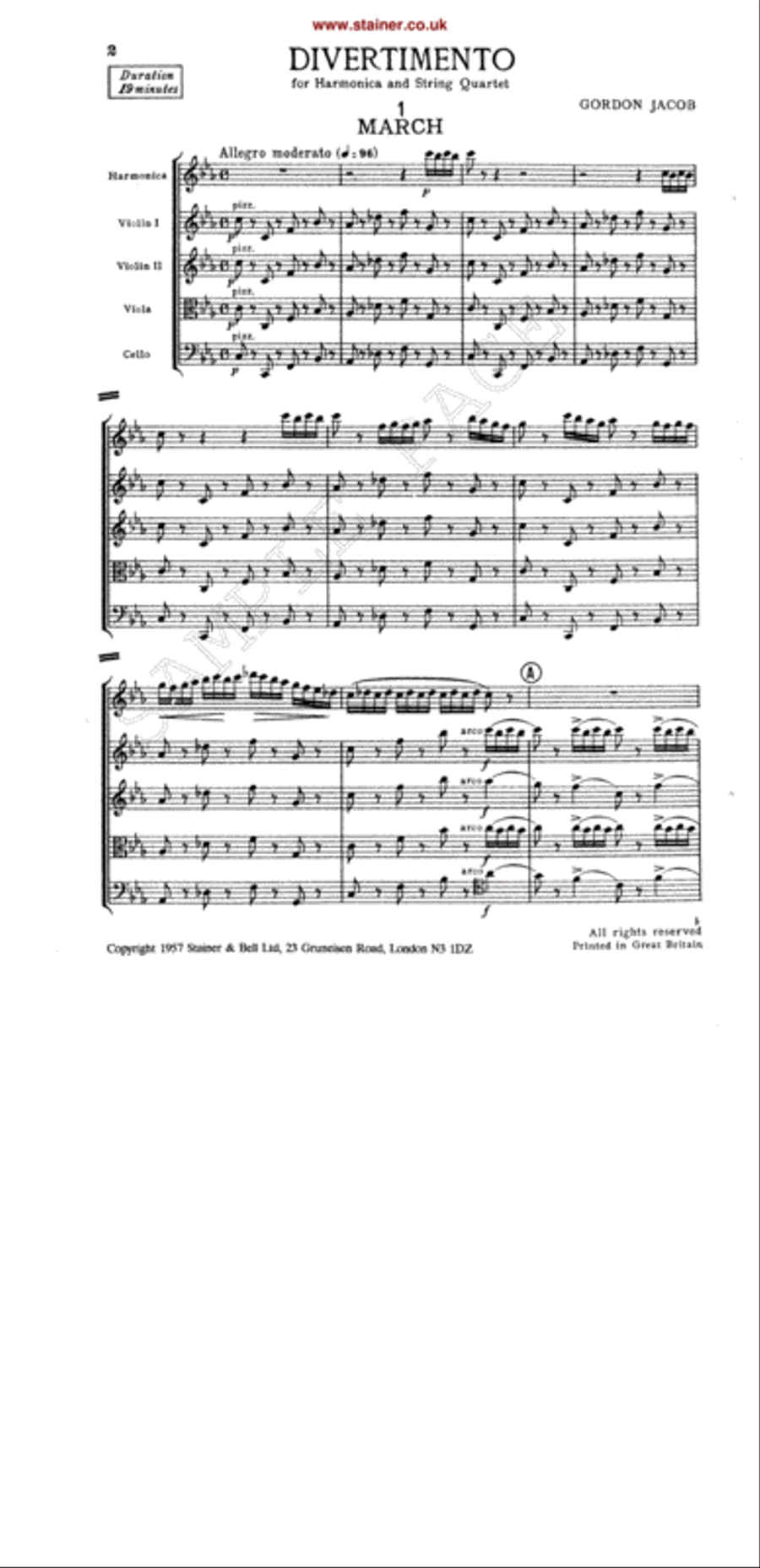 Divertimento for Harmonica and String Quartet String Quartet scores gallery preview page 2