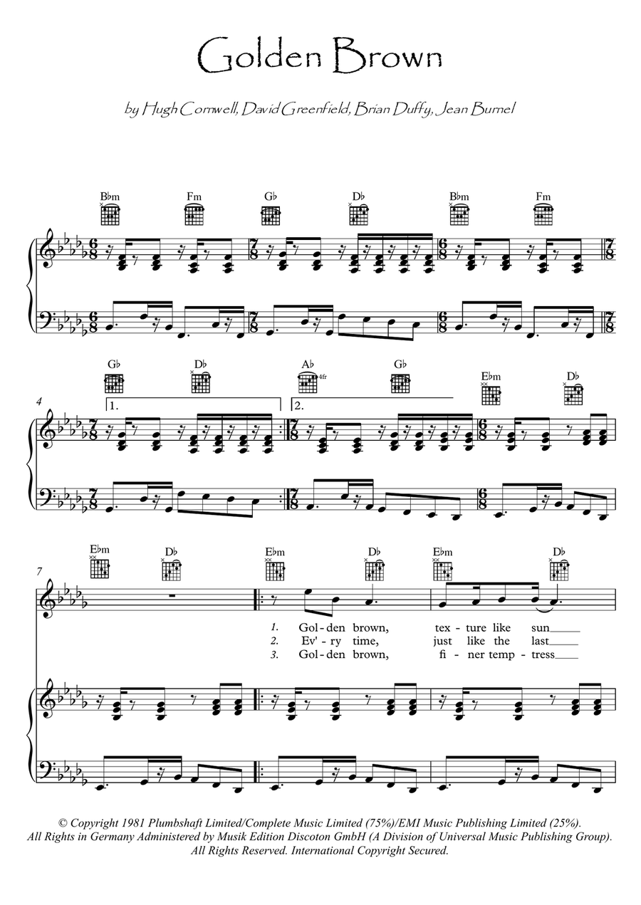 Golden Brown Voice scores gallery preview page 1