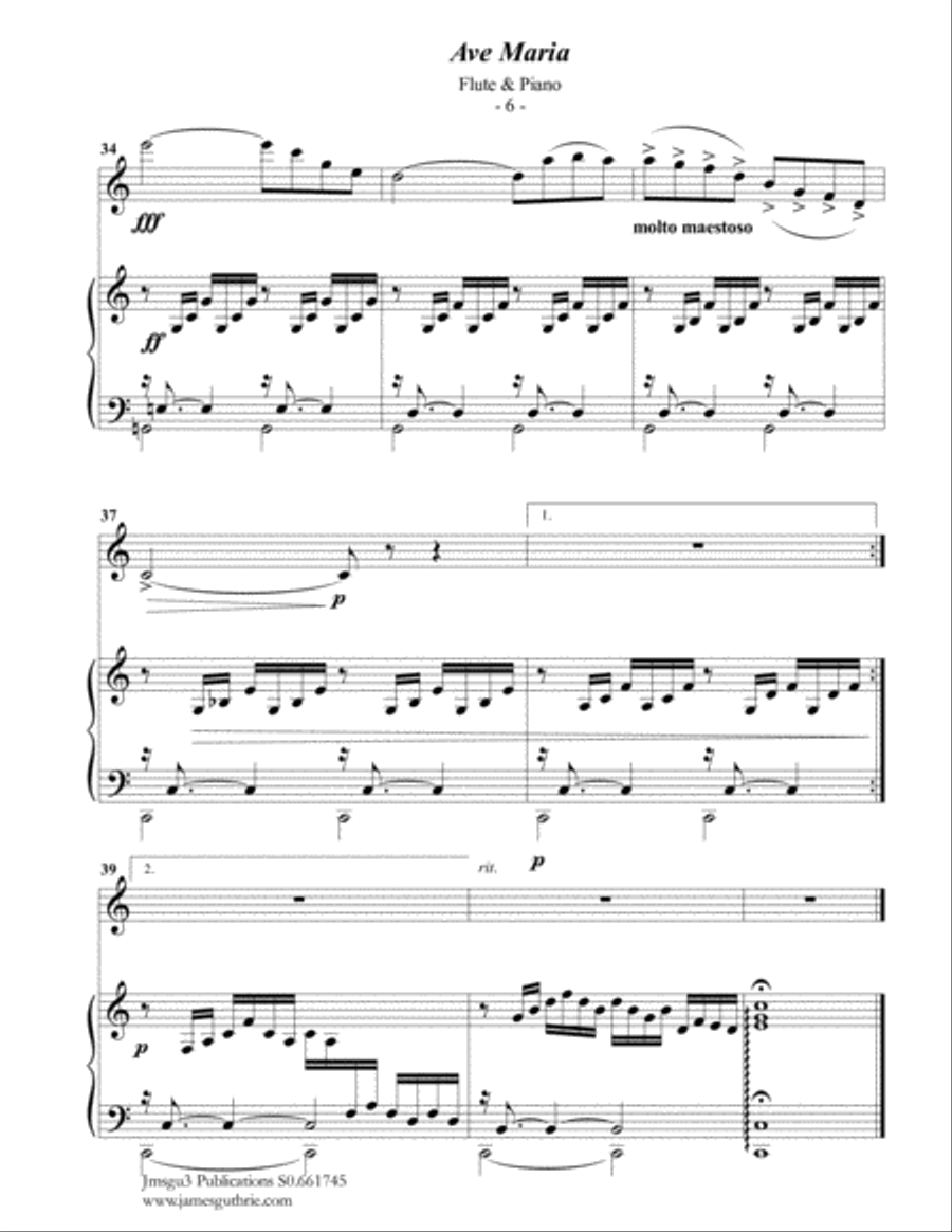 Bach-Gounod: Ave Maria, Schwencke version for Flute & Piano Flute Solo scores gallery preview page 6