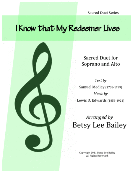 "I Know That My Redeemer Lives" Sacred Duet for Soprano and Alto with Piano image number null