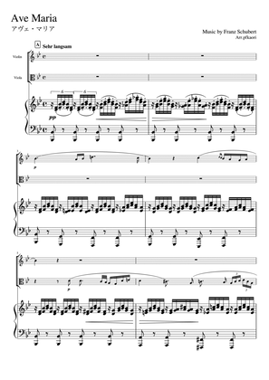 Book cover for "Ave Maria" (Bdur) Piano trio / Violin & Viola