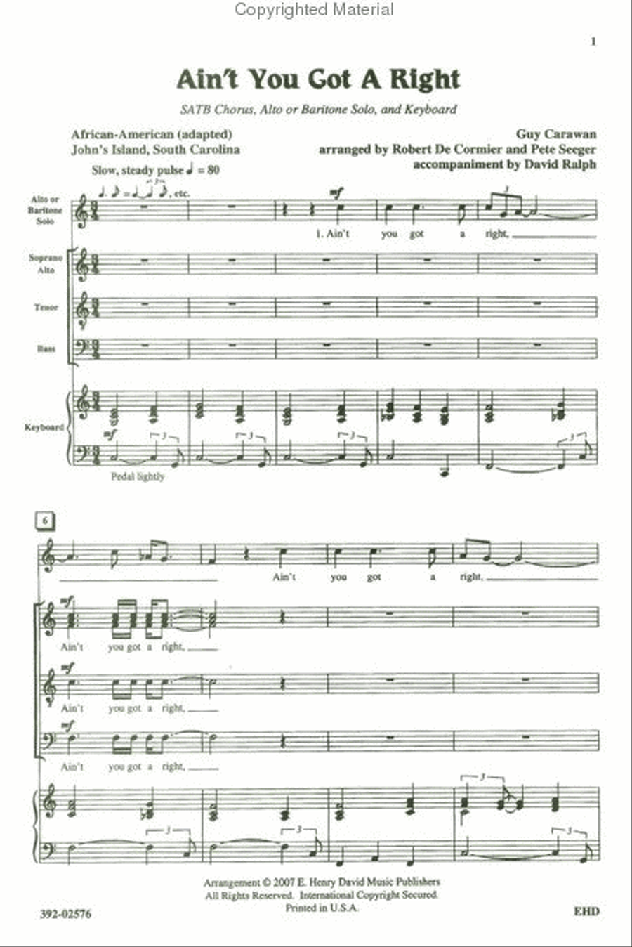 Ain't You Got A Right Ain't You Got A Right Choir scores gallery preview page 2
