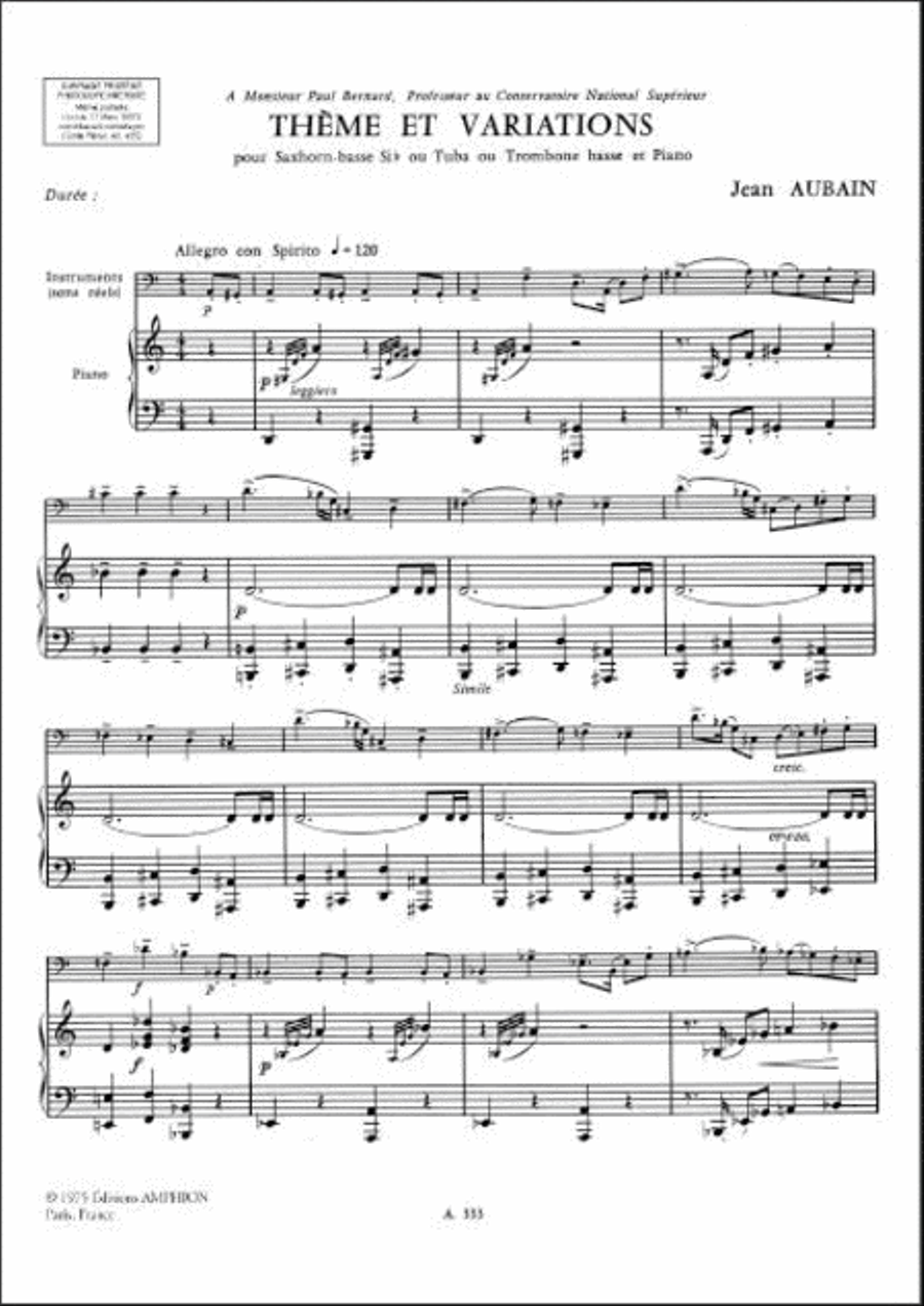 Theme et Variations Tuba Trombone scores gallery preview page 2