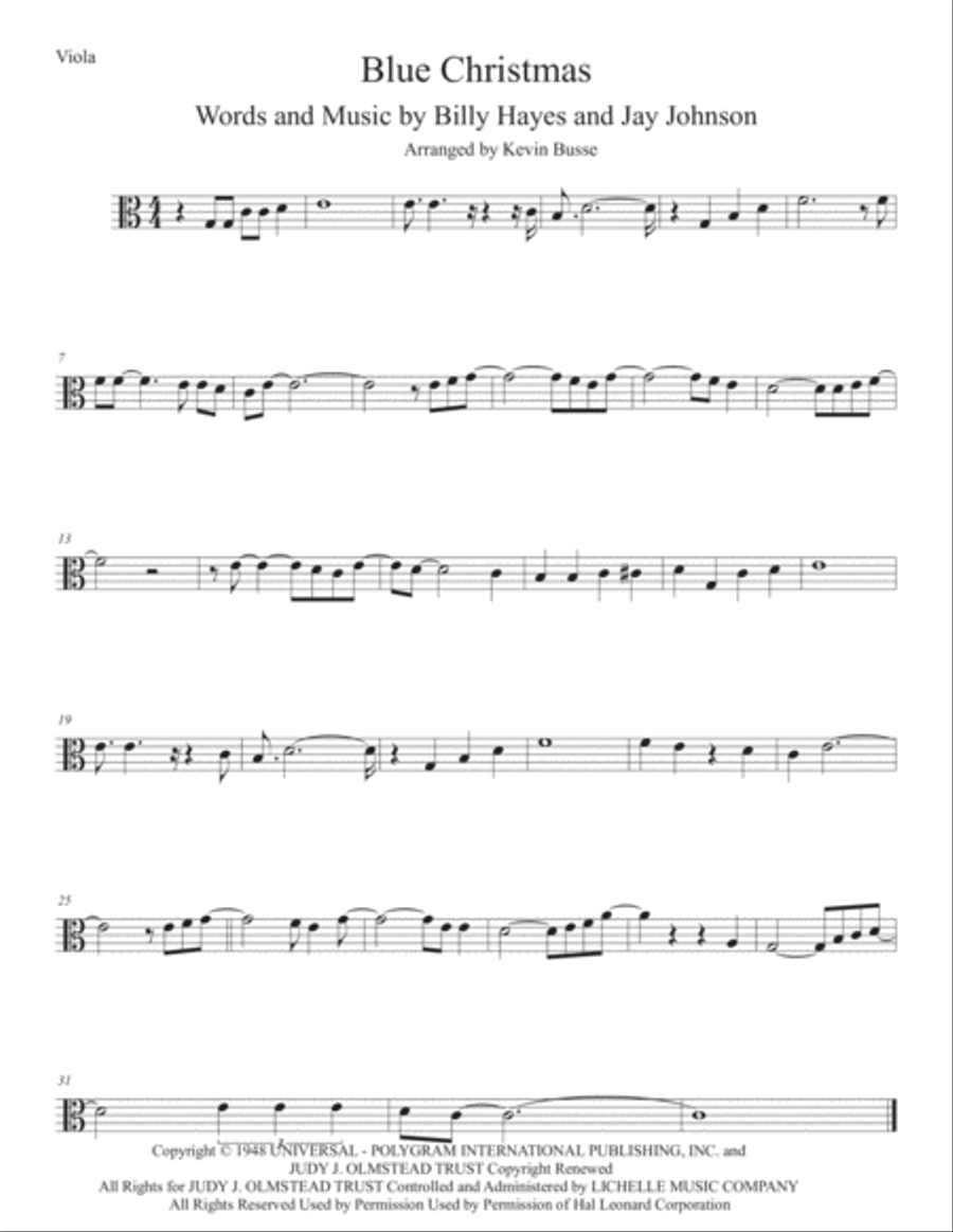 Blue Christmas Viola Solo scores gallery preview page 1