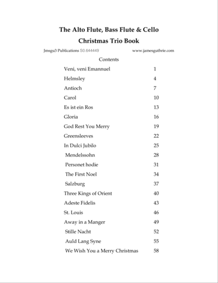 The Alto Flute, Bass Flute & Cello Christmas Trio Book Flute scores gallery preview page 1