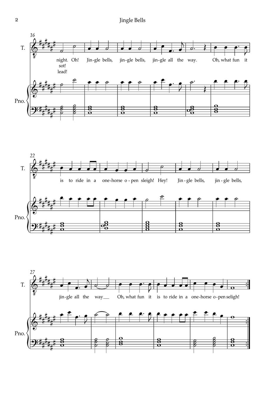 Jingle Bells Jingle Bells Tenor Voice scores gallery preview page 2