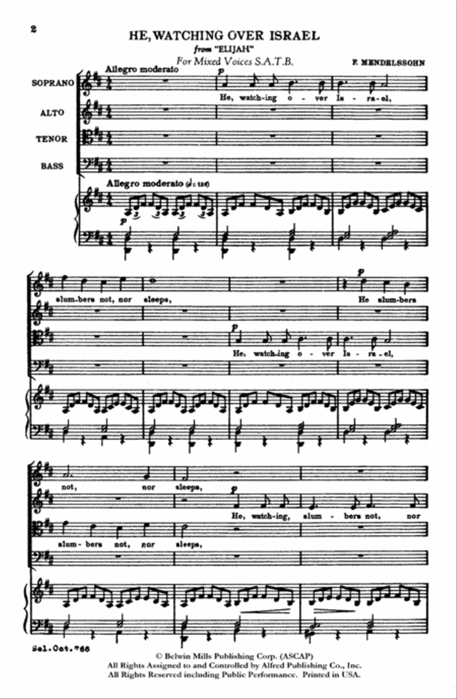 He, Watching Over Israel 4-Part scores gallery preview page 2