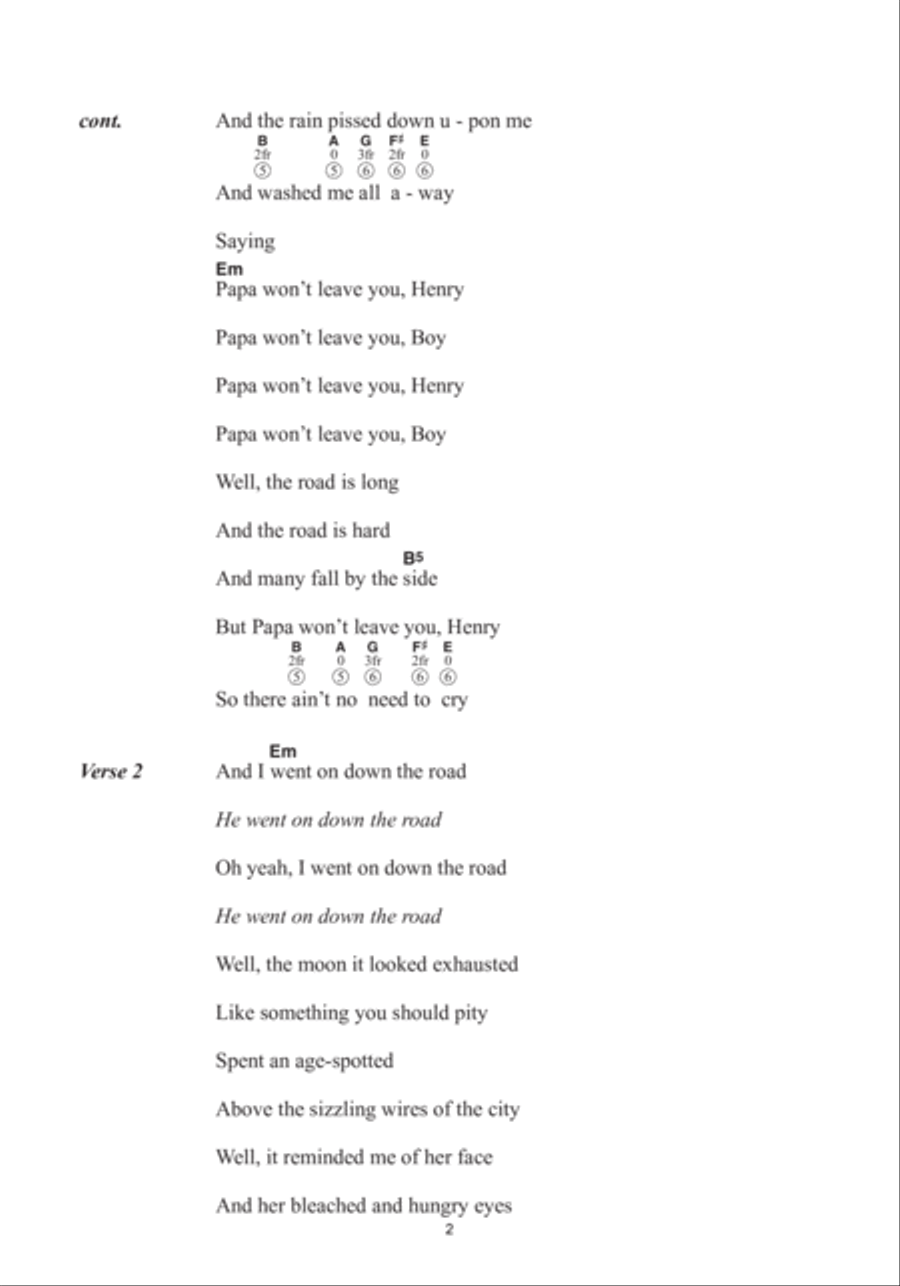 Papa Won't Leave You Henry Guitar scores gallery preview page 2